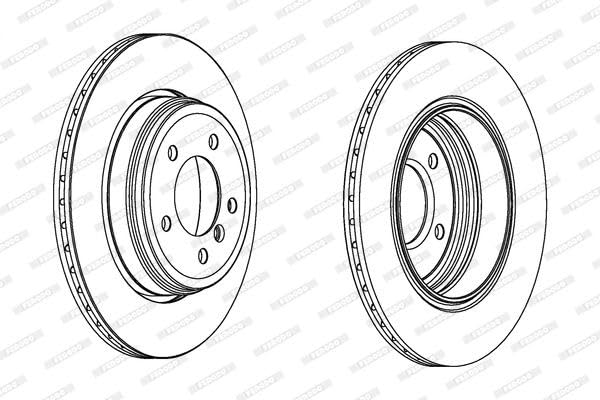 2x FERODO Disco de freno Trasero Ø320mm Altura: 61mm Espesor: 20mm ventilado DDF1260C Compatible con BMW 5 Sedán E60 5 Touring E61 6 Coupé E63 6 Cabrio E64