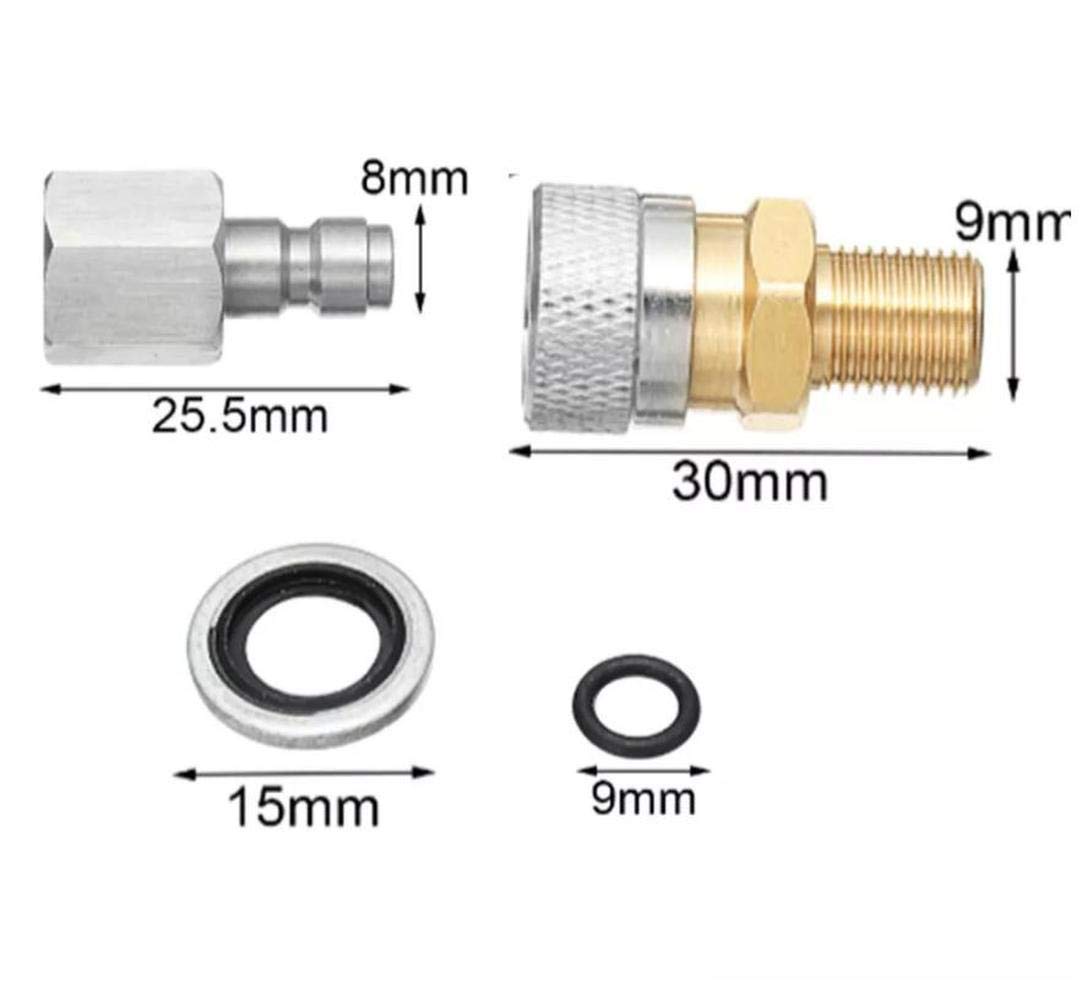 Adaptateur Rapide 1/8 8mm Kit Connecteur Raccordement PCP - 1/8 BSPP & 1/8 NPT & 8mm - Pour Remplissage Rapide Raccord Rapide Pcp Carabine à Air