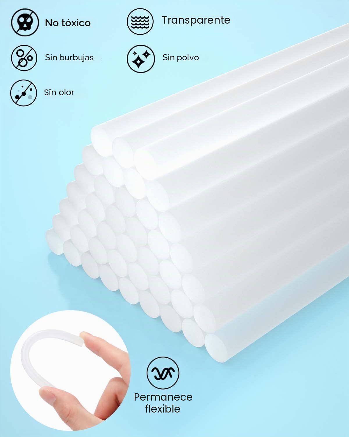 SHALL Mini barras de pegamento caliente, 7 mm x 200 mm, paquete de 100 barras de pistola de pegamento caliente transparentes, versátiles para niños y adultos para hacer bricolaje