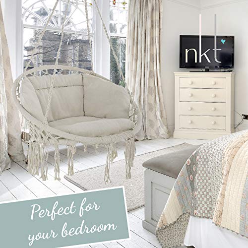 NOOKSTA Hammock Chair -Ultimate Comfort Hanging Chairs for bedrooms Set- Hanging Chair, Deluxe Cushion for Macrame Swinging Chairs & Hanging kit. Boho Decor Perfect for Outdoor Chair or Bedroom Swing