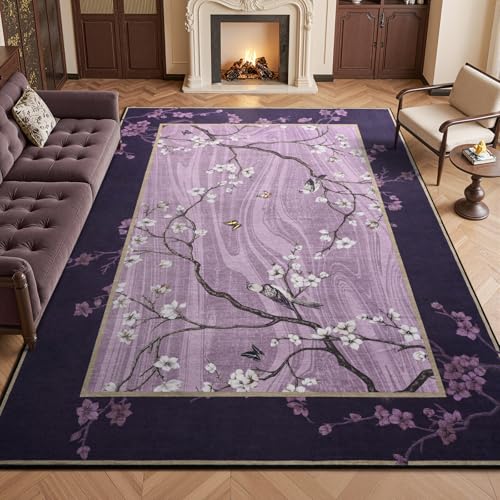 Tapete 4x6 pies estilo oriental floral lavable antideslizante miniatura 1
