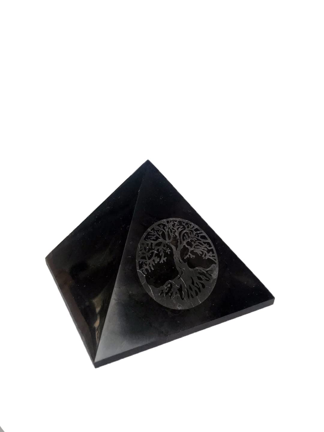 KASHU Shungite directement de Carélie : pyramide 10 cm Arbre de vie poli