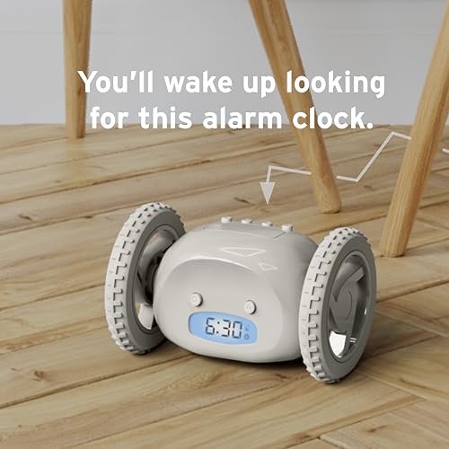 Image of CLOCKY Alarm Clock on Wheels - Loud Rolling Alarm Clock for Heavy Sleepers | Runaway Clock that Jumps & Runs to Wake You Up | Funny Unique Gift for Adults, Teens & Kids Bedrooms (Mist)