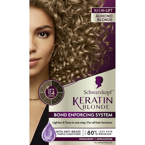 Schwarzkopf Keratin Blonde Hair Dye Almond Blonde 11.1, Hi-Lift Permanent