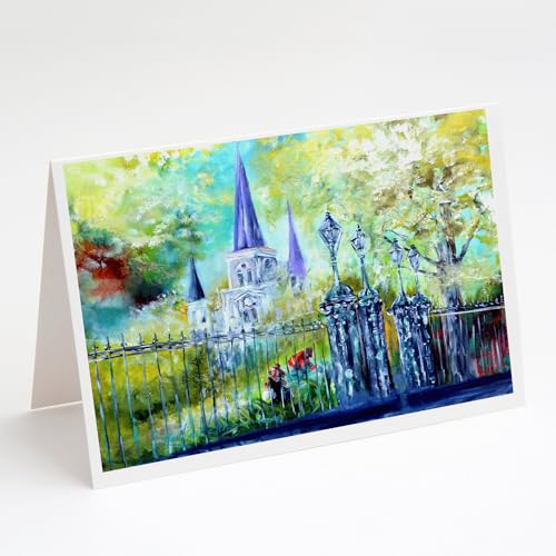 Caroline's Treasures St Louis Cathedrial Across the Square Greeting Cards Pack of 8 Blank Cards with Envelopes Whimsical A7 Size 5x7 Blank Note Cards