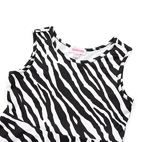 Jeskids Girls Dress Sleeveless Casual Twirl Summer Dresses Animal Print Sundress Zebra 10T 11T #TOP3