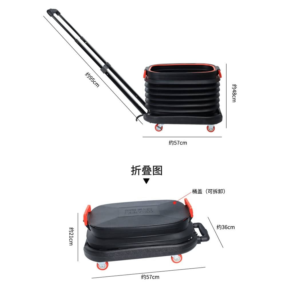 Seau de pêche pliable avec poignée, seau à eau portable pliable pour lavage de voiture, camping, voyage, économiseur d'espace, idéal pour la randonnée et la pêche