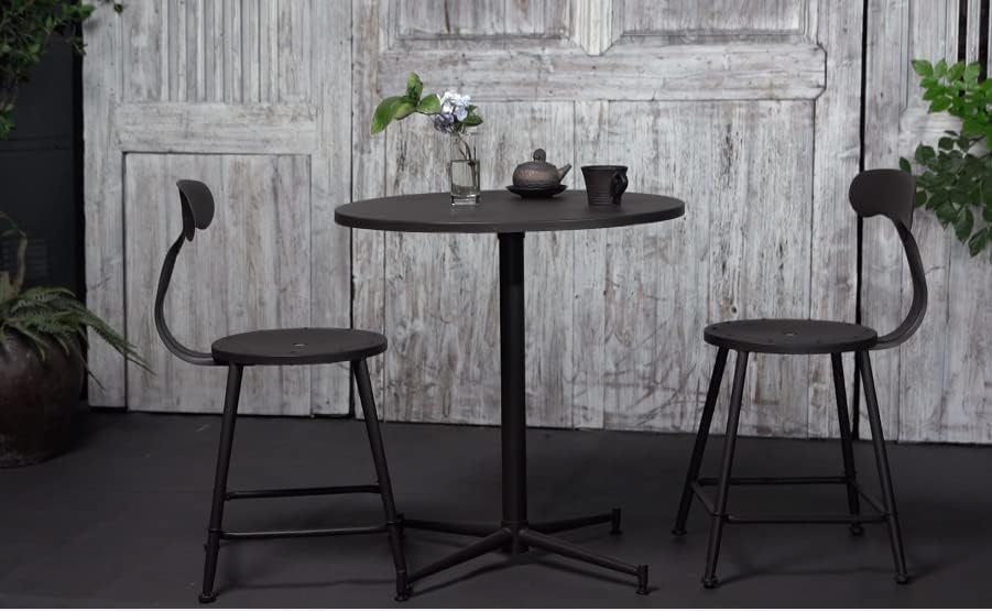 Miniatura 2 de Mesa redonda moderna de 27.5 pulgadas para patio para interiores y exteriores, de metal, resistente a la intemperie, para cafetería, patio trasero,