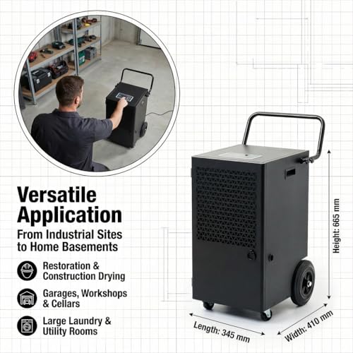 Kalopsia Commercial Dehumidifier with Pump Drainage: High Efficiency 90L/Day Large Area Coverage 300㎡ Auto Humidity Control for Large Spaces Warehouse Basement Industrial Use - Image 8