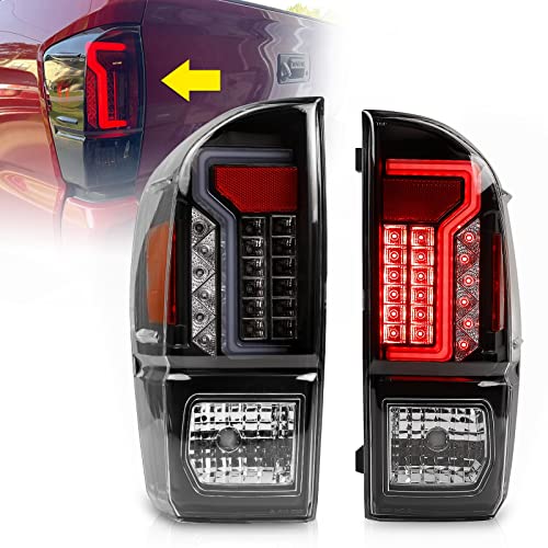 AUTOWIKI LED Tail Light Fit for 2016-2023 Toyota Tacoma, Grey DRL 16-23 Tacoma Rear Lamp Assembly Clear Lens 1 Pair Clear Lens/ Grey DRL guide