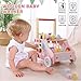 labebe Wooden Baby Walker, Push Activity Walker for Kids 12M+, Multifunctional Ice Cream Cart Activity, Adjustable Speed Learning Walking with Wheels, Birthday Gift for Girls Boys Ages 1-3 (Pink)