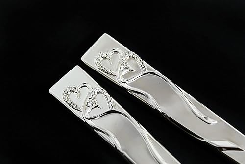 Miniatura 6 de Juego de cuchillos de vidrio para tostadas de boda de oro y plata (juego grabado, plateado)