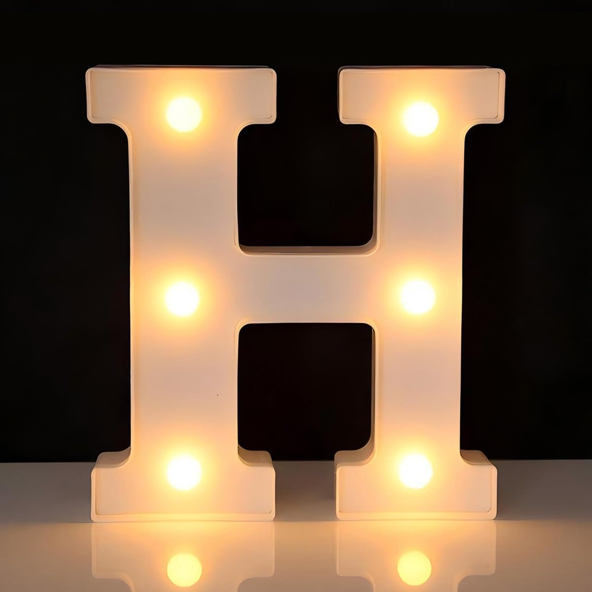 LED Marquee Letter H Lighted Sign, Lighted Up Alphabet Letter Sign for Home Decor, Birthday Wedding Party Decorations - H White