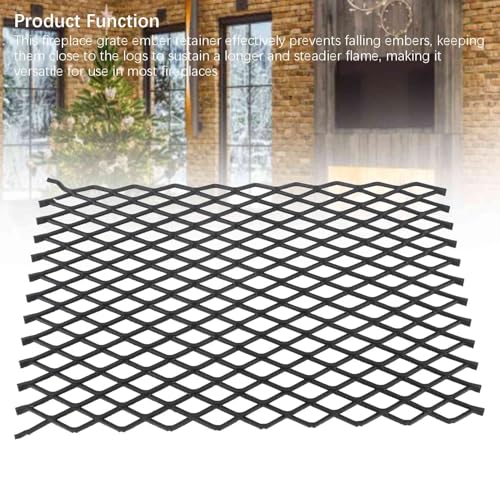 Fireplace Ember Retainer | Heavy Duty Steel Mesh Holder for Fire Pit/Indoor Fireplace/Outdoor Use | Prevents Falling Embers & Enhances Airflow (A)