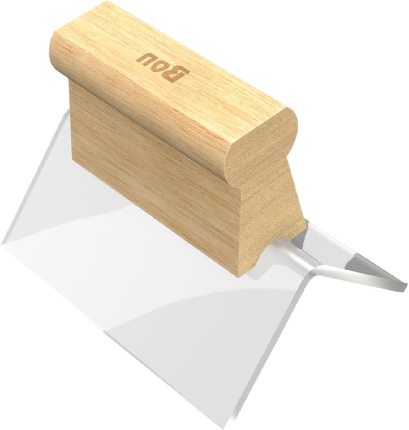 Bon Outside Corner Tool Plexiglass 1/2 Inch Blade with Wood Handle for Burn-Free and Rust-Proof Finishing on Stucco, Plaster, Mortar, or Drywall
