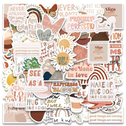 Bcrafene 50Pcs Vintage Inspirational Stickers,Motivational Aesthetic Stickers For Women Adults Kids Teen Teachers,Vinyl Waterproof Positive Decals For Laptop,Water Bottles,Phone Case,Scrapbook,Journal cover