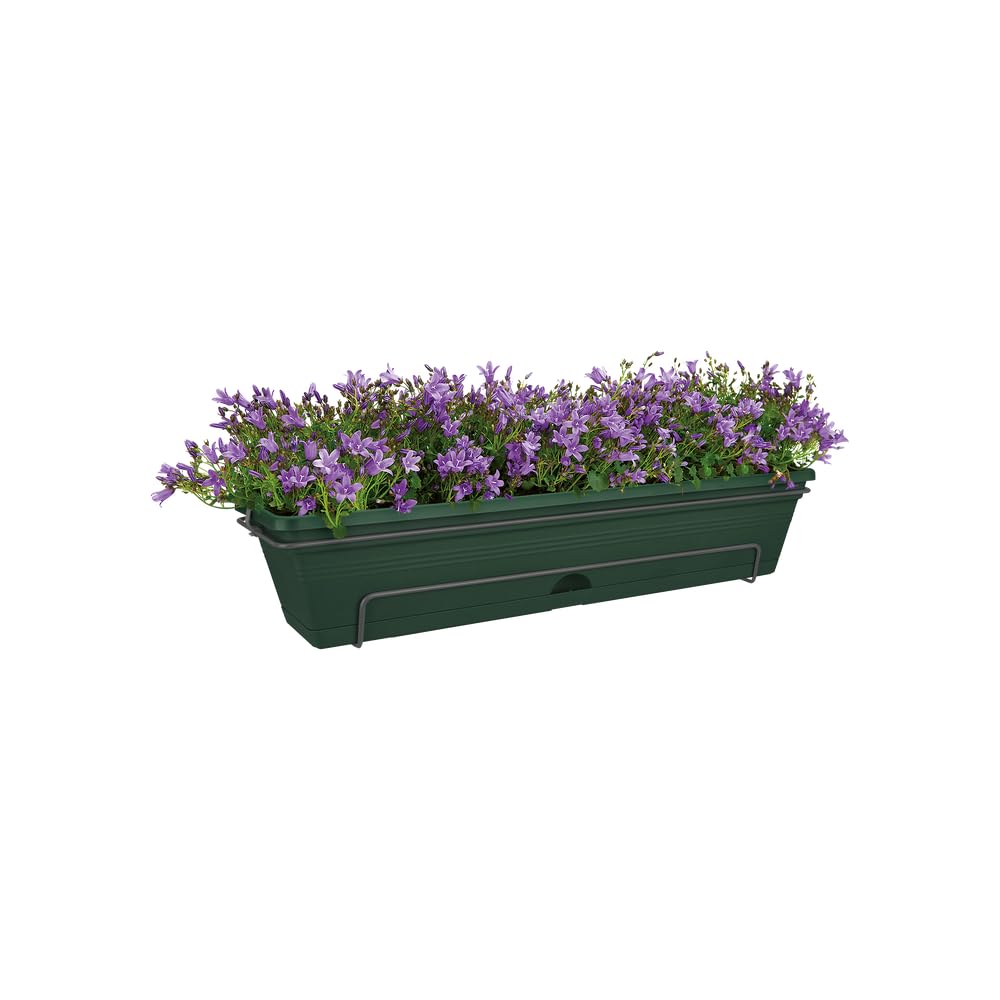 Elho Green Basics Trough Allin1 70 - Jardinera por Balcón Exterior - Ø 68.5 x H 16.5 cm - Leaf Green