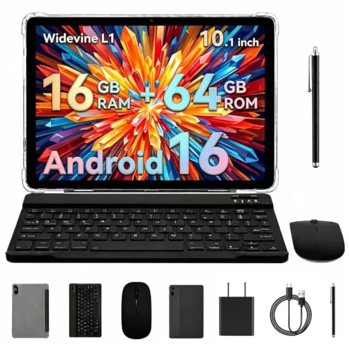 �^�u���b�g 10�C���` Android16 Wi-Fi���f�� �i4+12�j16GB+64GB+1TB�g�� 1280*800��� Widevine L1 Bluetooth5.2 6000mAh Type-C �}�E�X�Z�b�g�t�� PRITOM �v���g��