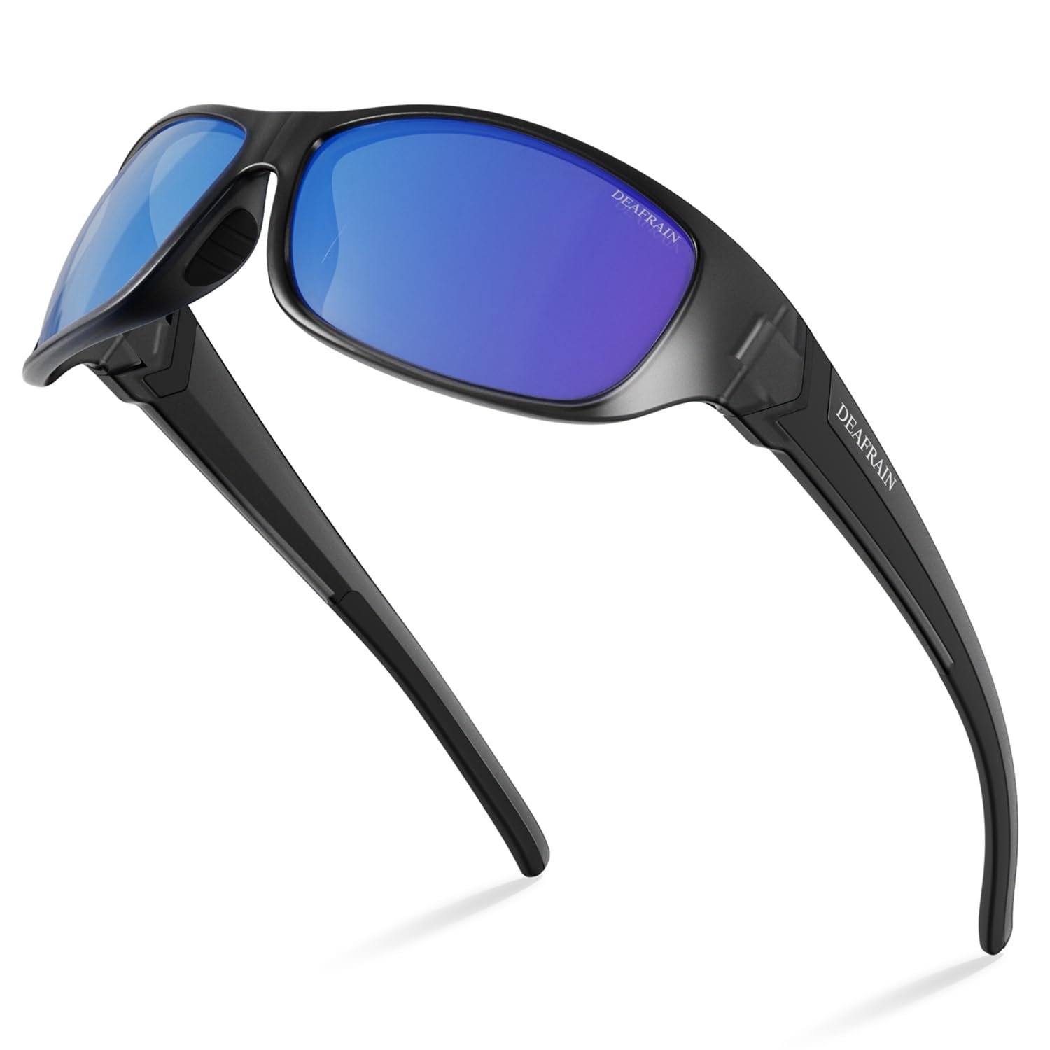 Polaryzacyjne sportowe okulary przeciwsłoneczne (matowe czarne/lodowe niebieskie lustro)