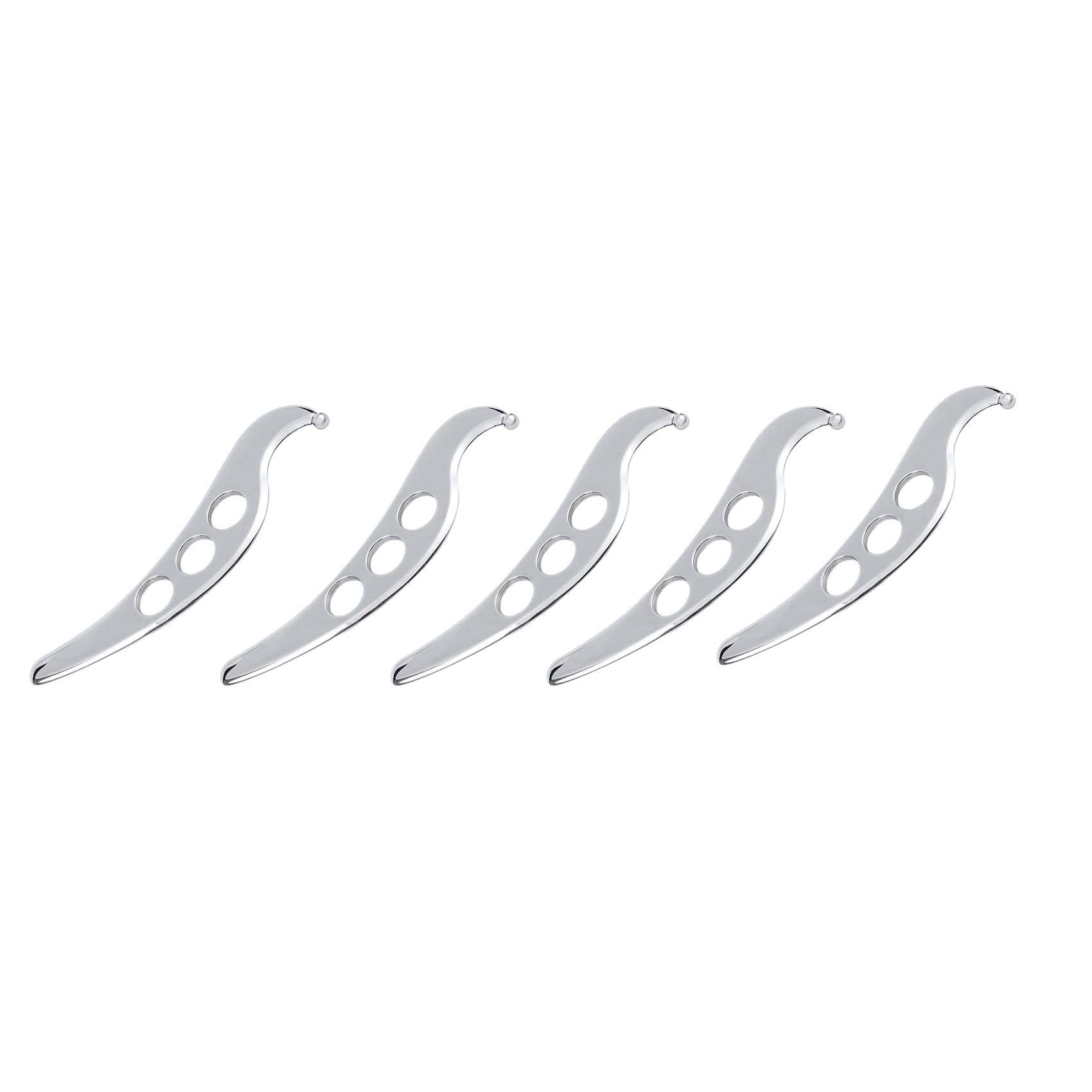Herramienta masajeadora de placa Gua Sha Guasha de acero inoxidable, raspador, terapia física, máquina de masaje meridiano muscular suelto, 5 unidades