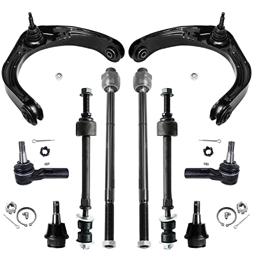 Image of Detroit Axle - 4WD Front Control Arms Kit for 2006 2007 2008 Dodge Ram 1500, 2 Upper Control Arms with Ball Joints 2 Lower Ball Joints 2 Sway Bars 4 Inner Outer Tie Rod Ends Replacement