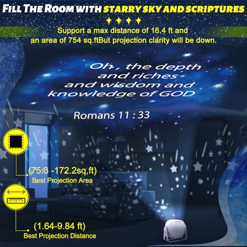 Image of Aurelema Bible Verses Projector Galaxy Projector Includes 12 Interchangeable Christian Discs Night Light Set Project Religious on Walls or Ceilings for Christian Gifts