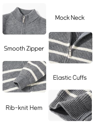 SEAUR Boys Cardigans Long Sleeve Full Zip Striped Sweater Causal Knitted Outerwear Jumpers Pullover4
