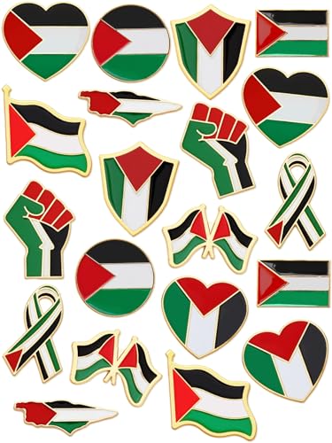 JUNEBRUSHS 20pcs Lapel Pins Flags Enamel Brooch for Souvenir Hat Men Women Patriotic Clothes Backpacks Decor Accessories10 Design)