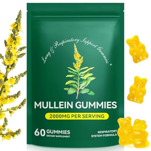 Mullein Gummies for Lung Detox, Mullein Herbal Supplement, 2000mg...