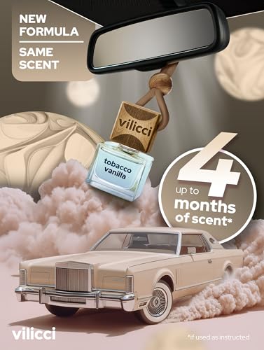 Image of Vilicci Tobacco Vanilla Car Fragrance (pack of 2) - Premium Auto Perfume & Car Air Freshener | Sophisticated & Timeless Scent | Long-Lasting (Up to 120 Days) | Odor Eliminating | Vegan, Cruelty-Free
