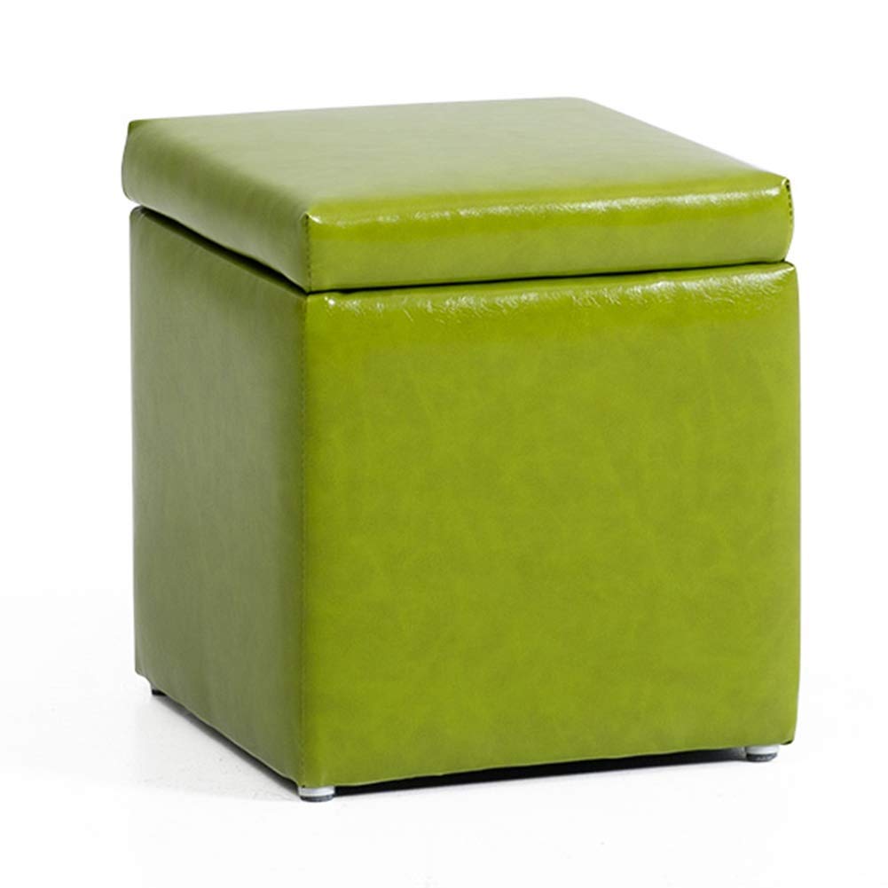 Tabouret de rangement en similicuir pouf repose-pieds carré pour chambre