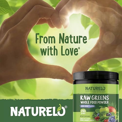 NATURELO Raw Greens Superfood Powder 240 Grams, Mixed Berry - Supports Energy, Immunity and Detox - Includes Spirulina, Wheat Grass and Organic Greens for Whole Food Nutrition - Image 7