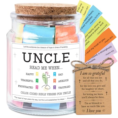 Image of NewEleven Fathers Day Gift For Uncle - Birthday Gifts For Uncle, Funcle - Meaningful Present, Inspirational Gift For Uncles From Newphew, Niece, Kids - Bible Verse Jar