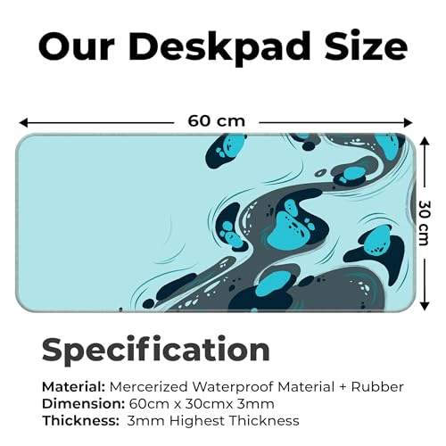 Image of Swirl Pattern Ocean Blue Large Mouse Pad - Extended Gaming Mousepad 60x30CM for PC, Laptop, Desktop & Office - Dynamic Motion Accessories for Desk & Table
