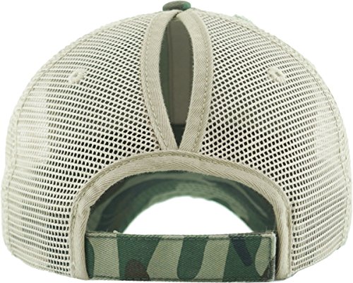 Image of Classic Plain Ponytail Messy High Bun Headwear Adjustable Cotton Trucker Mesh Glitter Hat Baseball Cap