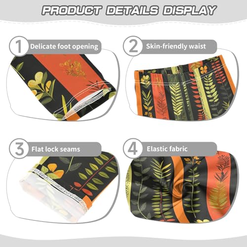 Stripes Flower Tropical Leaf Girls Casual Leggings for Kids Printed Long Pant Bottoms Stretch and Soft3