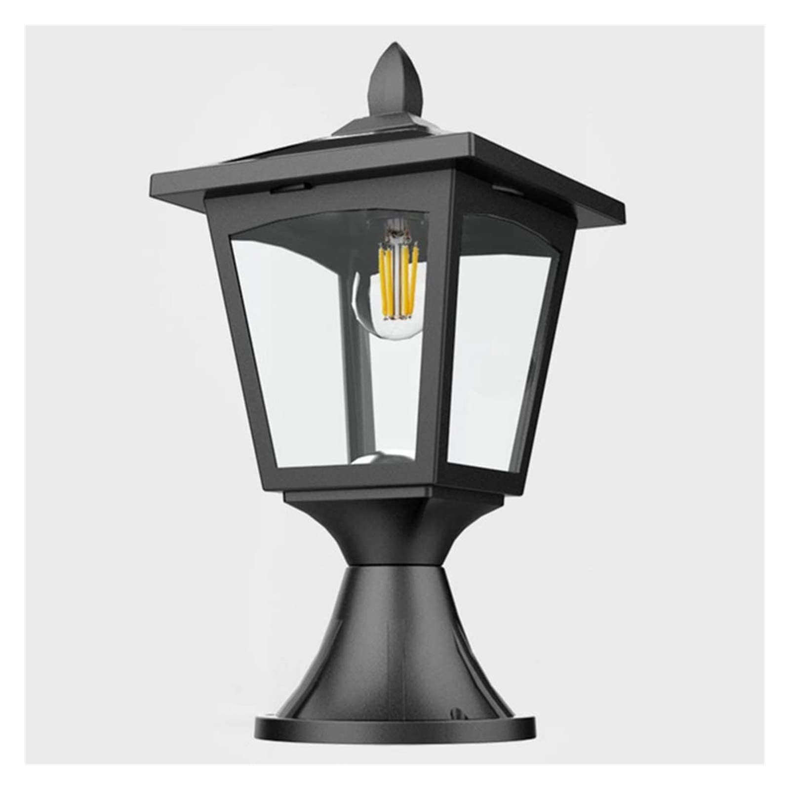 Lampada da cortile Luci a colonna solare Luce pressofusa per esterni Lampada da palo in alluminio impermeabile Luci da patio per villa Illuminazione da giardino Decorazione Evidenziare Lampada da