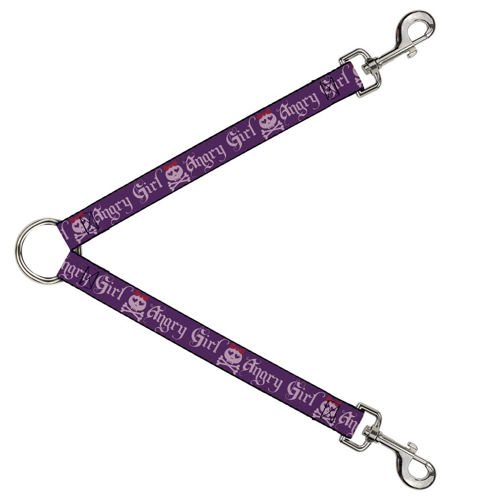 Divisor para correa resistente Angry Girl morado y rosa acople doble perros
