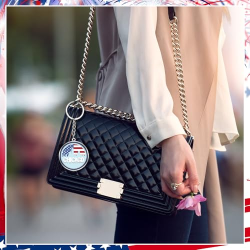 Image of Sureio 25 Pcs USA Souvenir Keychain Gifts Bulk Men California Los Angeles Texas Florida Chicago Silver Metal American Keyring