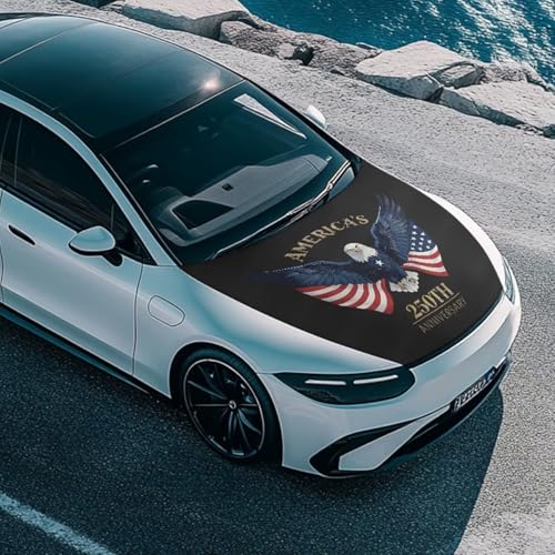Image of 250 Anniversary USA Car Hood Cover Polyester Elastic Fabrics Can be Washed Suitable for SUV Trucks Universal for Cars
