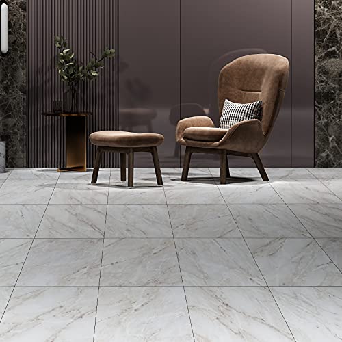 Dalle PVC adhesive sol aspect elegant gris clair Livelynine pack de 16