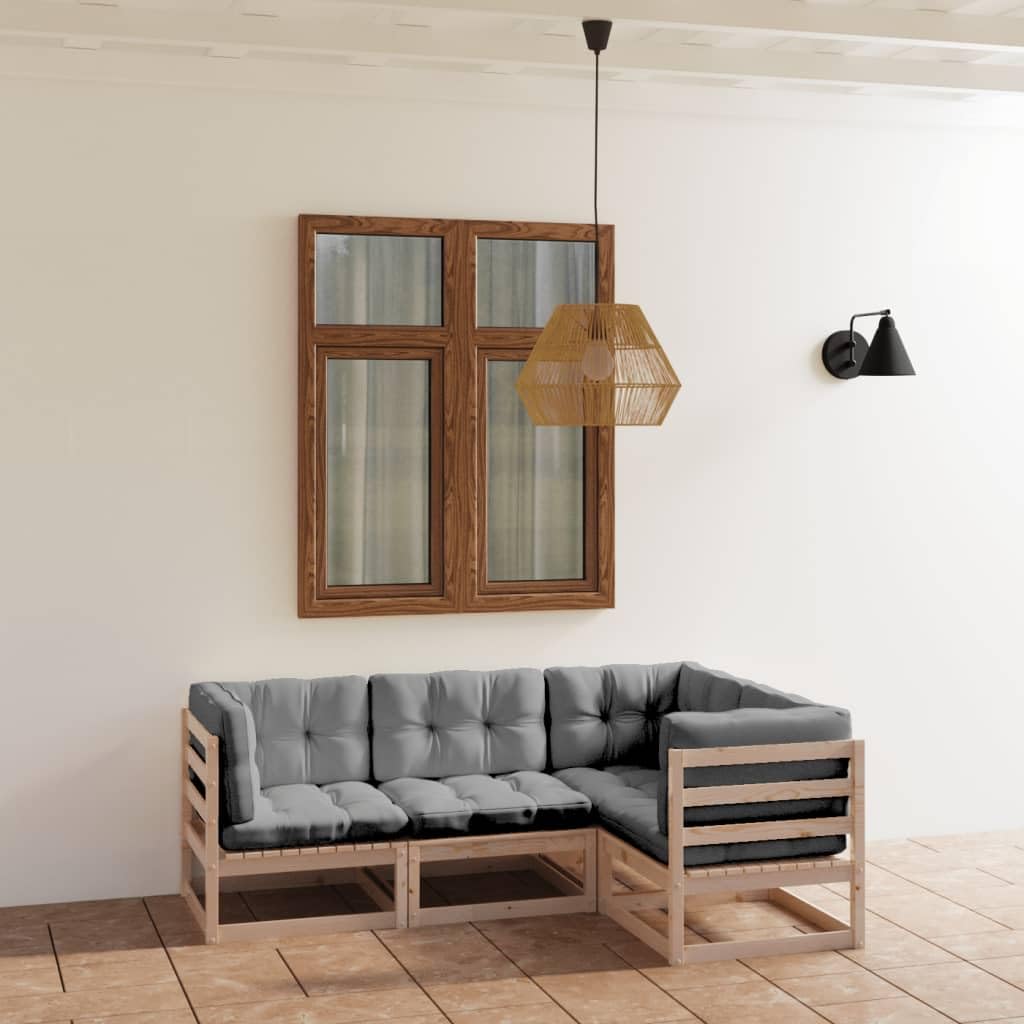 lite drewno sosnowe modułowy z poduszkami szary 57 cm