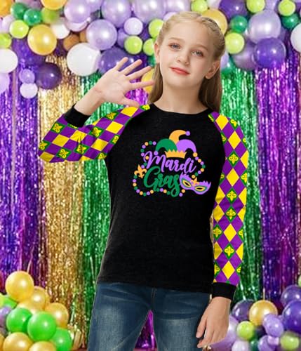 Image of Remimi Girls Thanksgiving Shirts Buffalo Plaid Raglan Tee Cute Turkey Holiday Party Long Sleeve Tshirt 5-14 Years