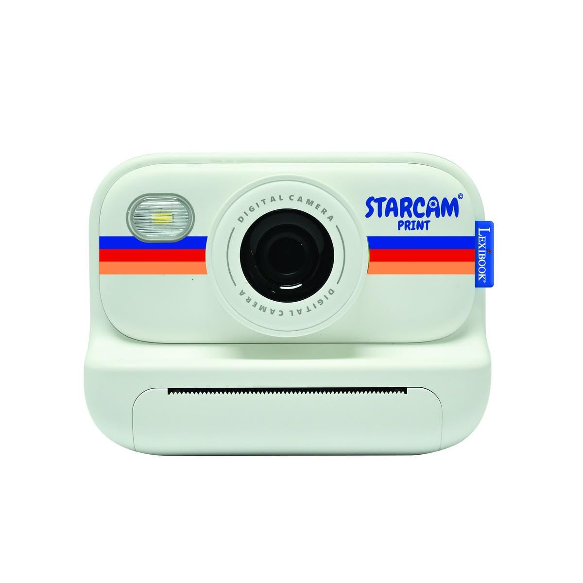 Lexibook, STARCAM Print HD, Camera with instant printer, Photo, video, selfie, music, games functions, Customisation kit and 32GB SD card included, White, DJ165
