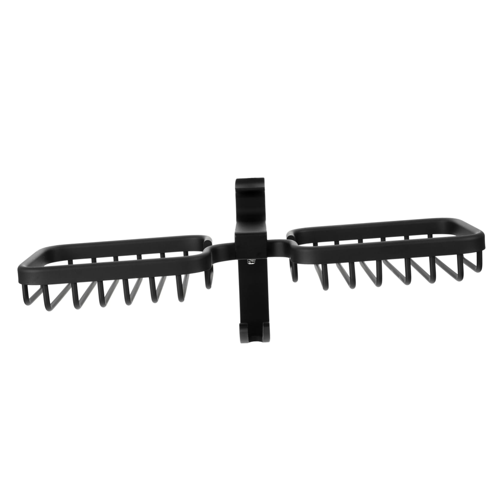 Jabonera de Pared de Aluminio Espacial Negra, Doble | Desmontable, Adhesivo sin Clavos, Gran Capacidad de Carga, para Baño y Cocina