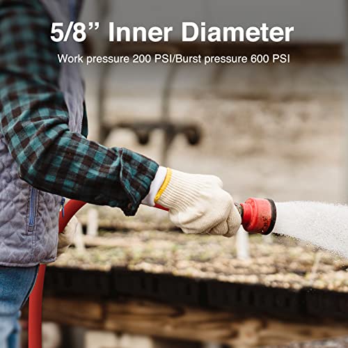 Specilite Hot/Cold Water Hose 5/8 Inch X 50 Ft,Heavy Duty Red Garden Hose -50℉ To 190℉,Flexible & Lightweight Rubber Hoses With 3/4 Inch Brass Fittings For Yard,Outdoor,Farm thumb #5