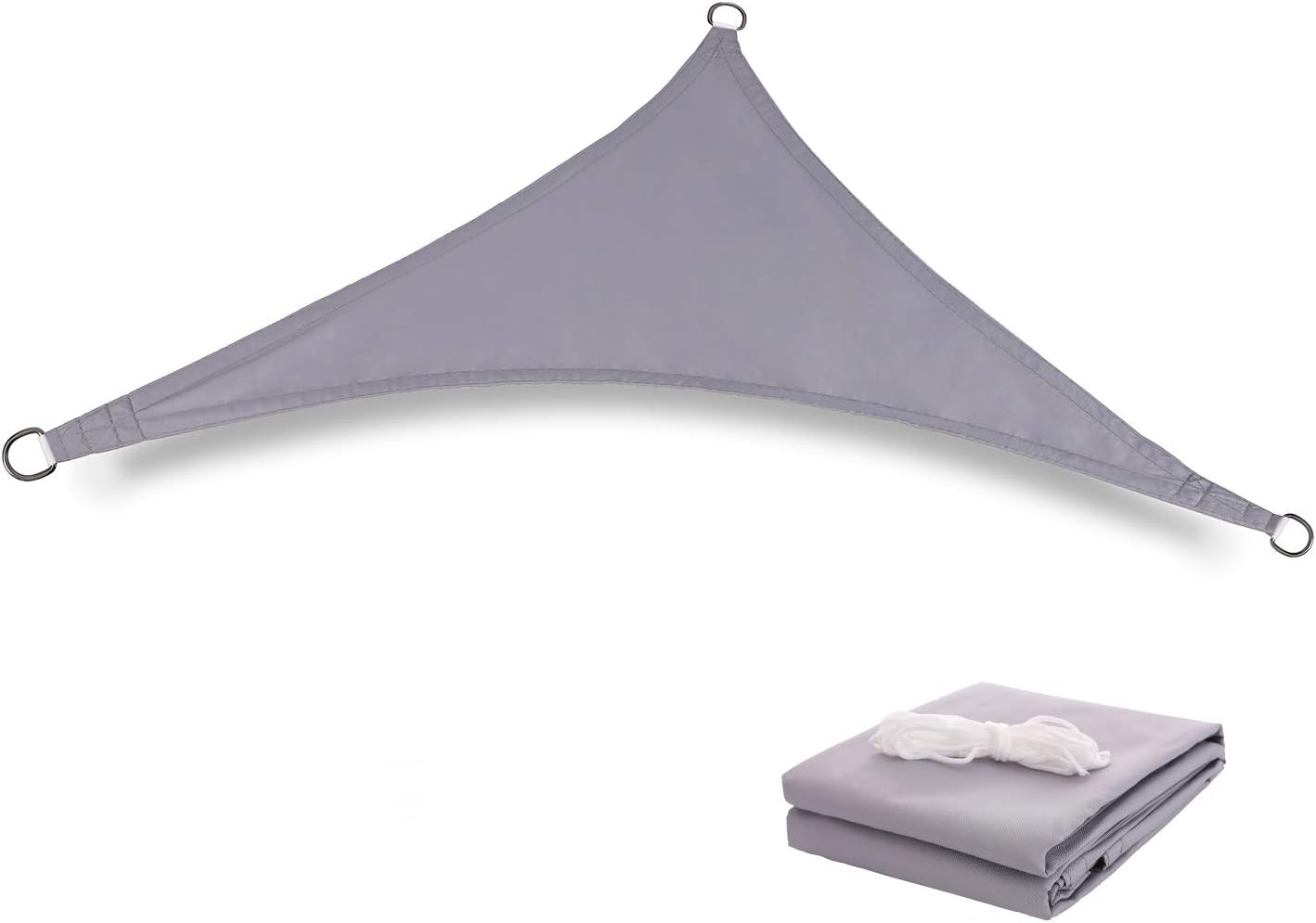 Terylene Waterproof Sun Shade Sail UV Blocker Sunshade Patio Equilateral Triangle Knitted 220 GSM Block Fabric Pergola Carport Awning 12' x 12' x 12' in Color Grey