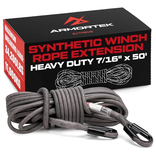 Armortek Extreme Synthetic Rope Winch Heavy Duty Tow Rope, 7/16