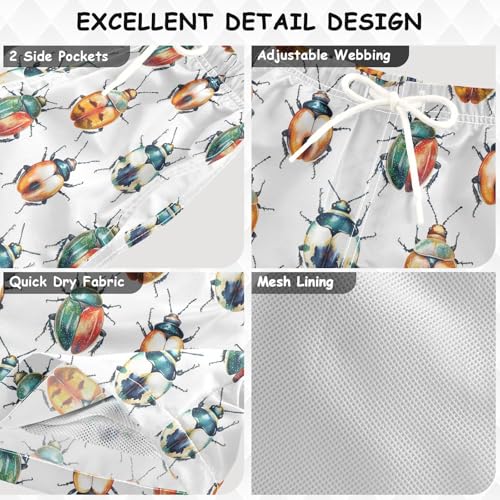 Pigsaly Boys Swim Trunks Animal Orange Beetle Boys Board Shorts Swimsuit Swimwear Summer Bathing Suit 4T3
