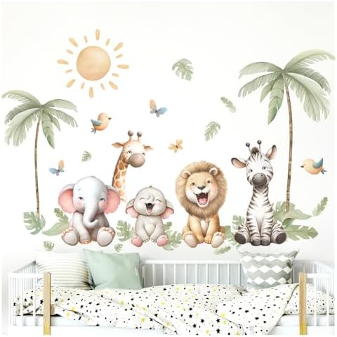 Wandtattoo Dschungel Tiere 90x30cm - 2-teiliger Aufkleber Für Kinderzimmer
